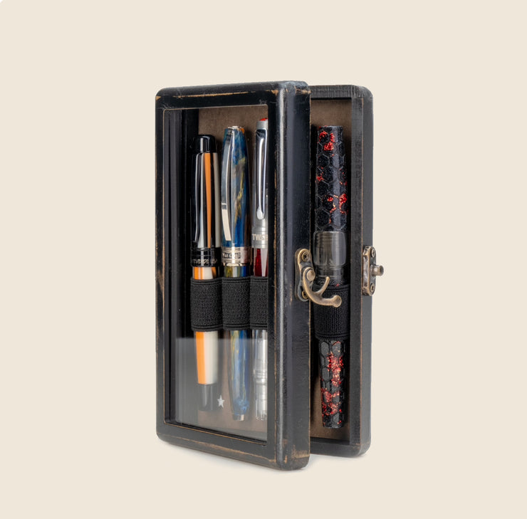BSC - 5 Pen Display Case - Distressed Black Painted MDF