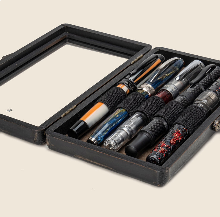 BSC - 5 Pen Display Case - Distressed Black Painted MDF