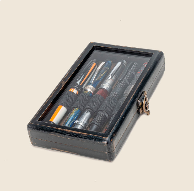 BSC - 5 Pen Display Case - Distressed Black Painted MDF