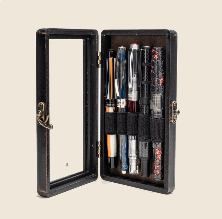 BSC - 5 Pen Display Case - Distressed Black Painted MDF