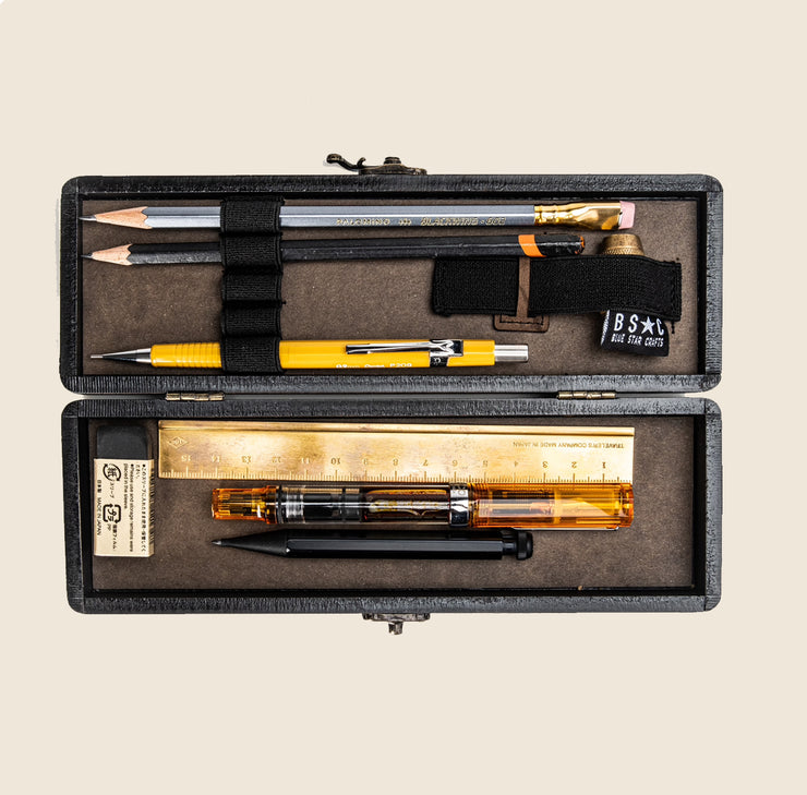 BSC - Pencil & Pen Box - Distressed Black Painted MDF