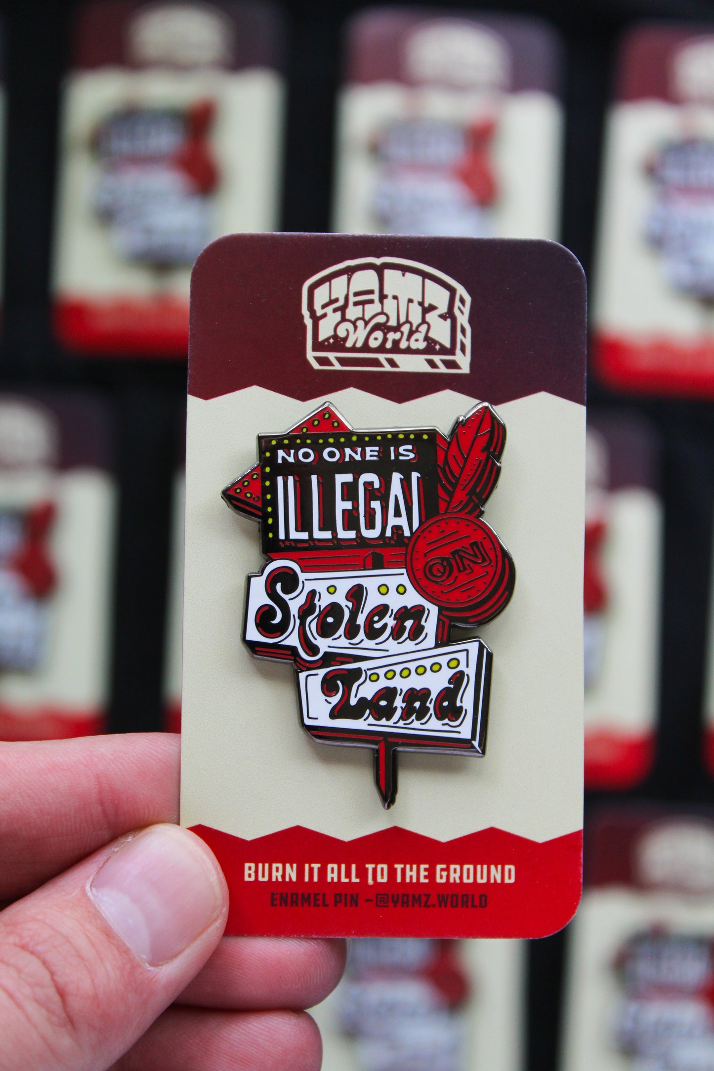 No One is Illegal on Stolen Land Enamel Pin