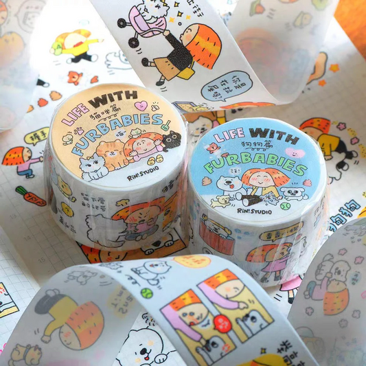 Dog Washi Tape | Life with Fur Babies, Kawaii Journal Tape