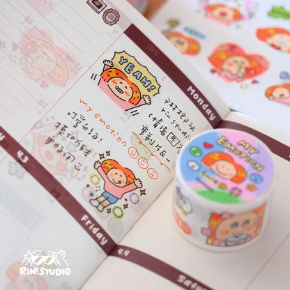 Emotion Die Cut Washi Tape: RiN Studio Vol. 10, Kawaii Journaling Kisscut Tape