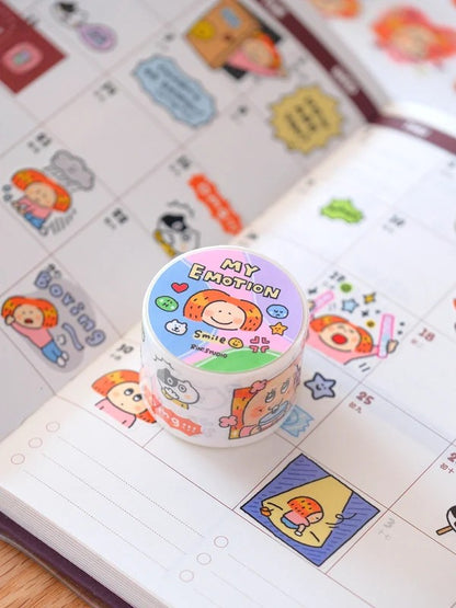 Emotion Die Cut Washi Tape: RiN Studio Vol. 10, Kawaii Journaling Kisscut Tape