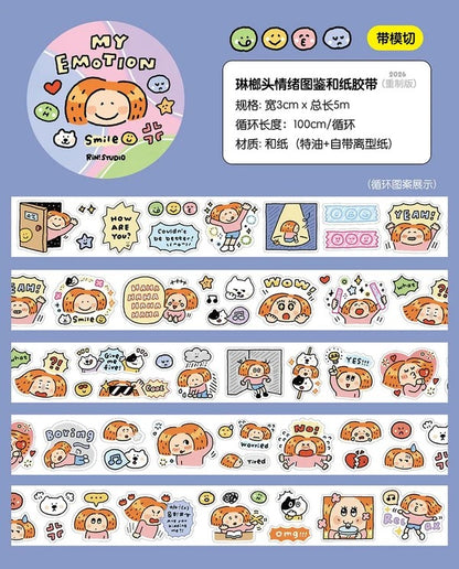 Emotion Die Cut Washi Tape: RiN Studio Vol. 10, Kawaii Journaling Kisscut Tape