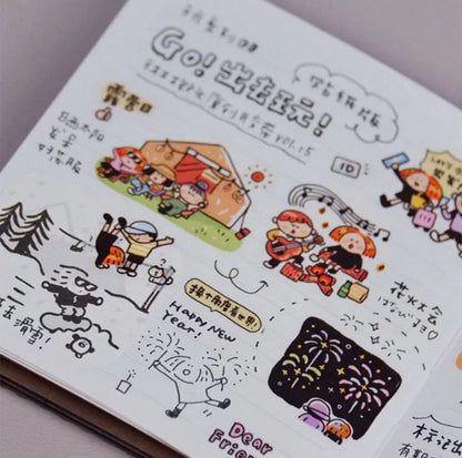 Fun Go Out Washi Tape, Kawaii Journal Stickers, Diary Stickers V15