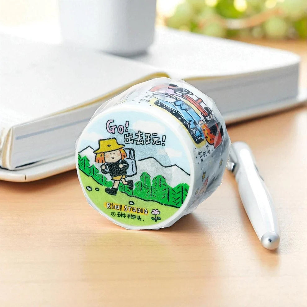 Fun Go Out Washi Tape, Kawaii Journal Stickers, Diary Stickers V15