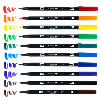 Dual Brush Pen Art Markers, Primary, 10-Pack