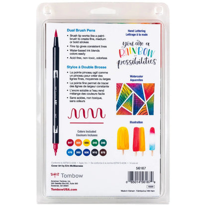 Dual Brush Pen Art Markers, Primary, 10-Pack